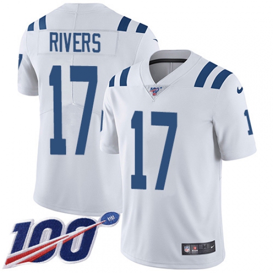 Youth Nike Indianapolis Colts 17 Philip Rivers White Stitched NFL 100th Season Vapor Untouchable Limited Jersey