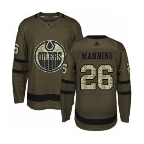 Youth Edmonton Oilers 26 Brandon Manning Authentic Green Salute to Service Hockey Jersey