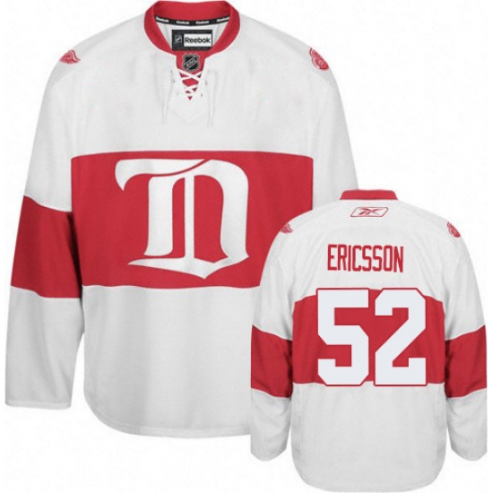 Men's Reebok Detroit Red Wings 52 Jonathan Ericsson Premier White Third NHL Jersey