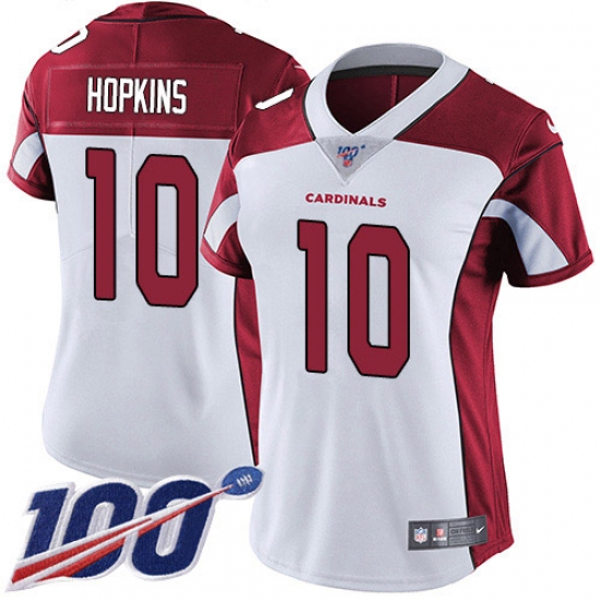 Women's Nike Arizona Cardinals 10 DeAndre Hopkins White Stitched NFL 100th Season Vapor Untouchable Limited Jersey