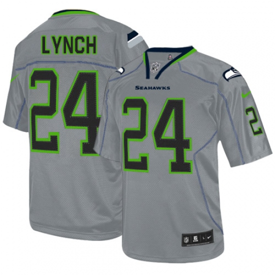 Men's Nike Seattle Seahawks 24 Marshawn Lynch Elite Lights Out Grey NFL Jersey