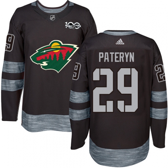 Men's Adidas Minnesota Wild 29 Greg Pateryn Authentic Black 1917-2017 100th Anniversary NHL Jersey