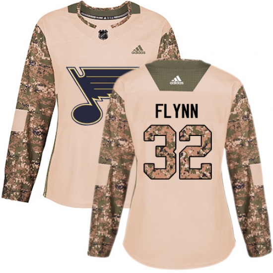 Women's Adidas St. Louis Blues 32 Brian Flynn Authentic Camo Veterans Day Practice NHL Jersey