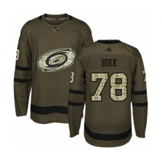 Men's Carolina Hurricanes 78 Dominik Bokk Authentic Green Salute to Service Hockey Jersey