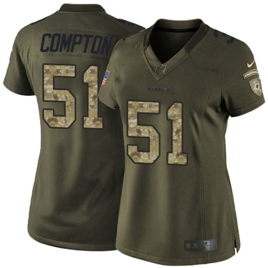 Women's Nike Washington Redskins 51 Will Compton Elite Green Salute to Service NFL Jersey