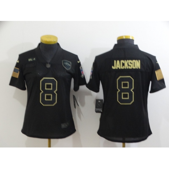 Women's Baltimore Ravens 8 Lamar Jackson Black Nike 2020 Salute To Service Limited Jersey