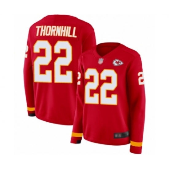 Women's Kansas City Chiefs 22 Juan Thornhill Limited Red Therma Long Sleeve Football Jersey