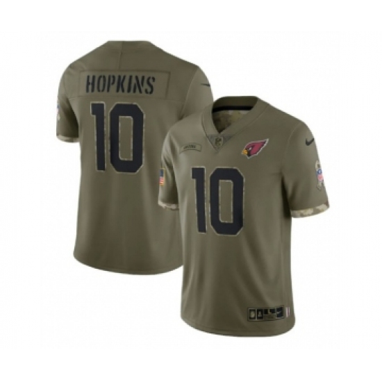 Men's Arizona Cardinals 10 DeAndre Hopkins 2022 Olive Salute To Service Limited Stitched Jersey