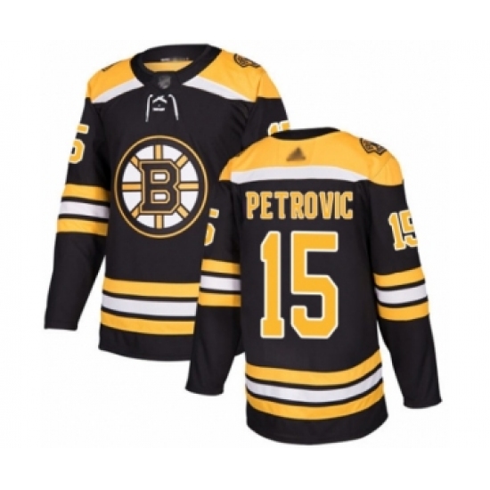 Men's Boston Bruins 15 Alex Petrovic Authentic Black Home Hockey Jersey