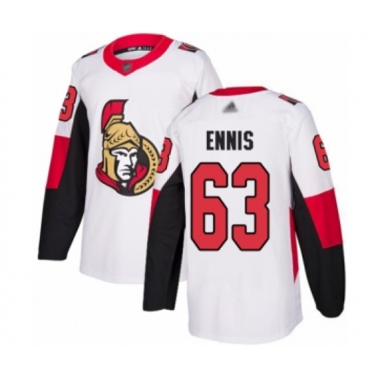 Men's Ottawa Senators 63 Tyler Ennis Authentic White Away Hockey Jersey