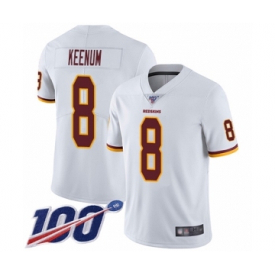 Youth Washington Redskins 8 Case Keenum White Vapor Untouchable Limited Player 100th Season Football Jersey