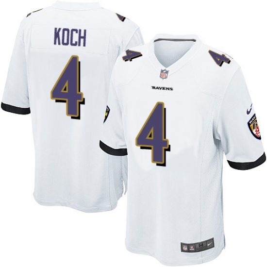 Men's Nike Baltimore Ravens 4 Sam Koch Game White NFL Jersey