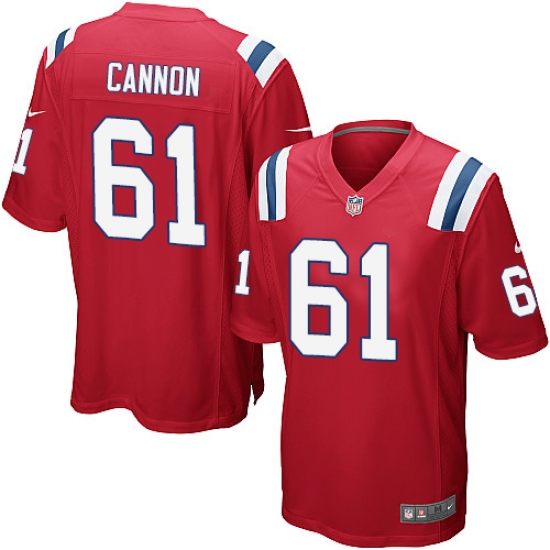 Men's Nike New England Patriots 61 Marcus Cannon Game Red Alternate NFL Jersey