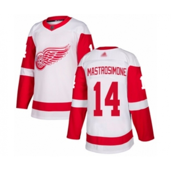 Youth Detroit Red Wings 14 Robert Mastrosimone Authentic White Away Hockey Jersey