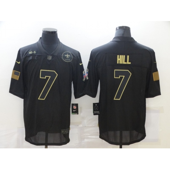 Men's New Orleans Saints 7 Taysom Hill Black Nike 2020 Salute To Service Limited Jersey