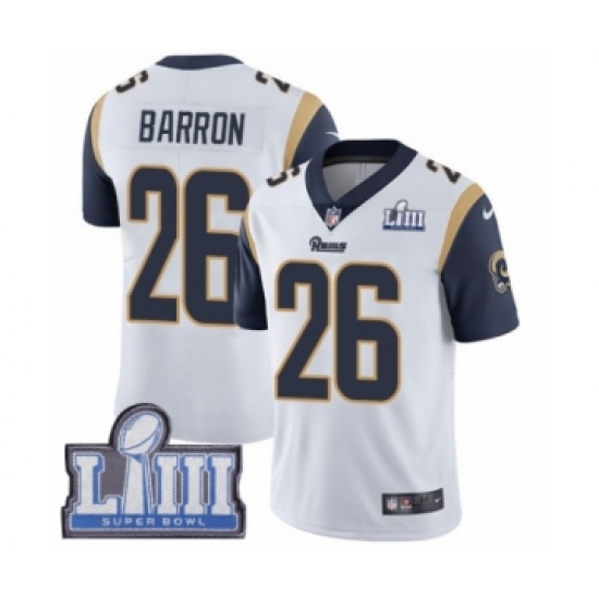 Youth Nike Los Angeles Rams 26 Mark Barron White Vapor Untouchable Limited Player Super Bowl LIII Bound NFL Jersey