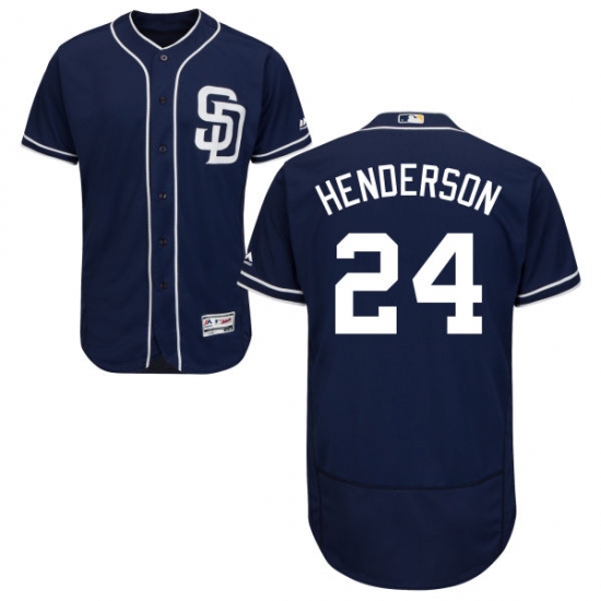 Men's Majestic San Diego Padres 24 Rickey Henderson Navy Blue Alternate Flex Base Authentic Collection MLB Jersey