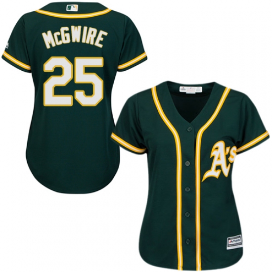 Women's Majestic Oakland Athletics 25 Mark McGwire Authentic Green Alternate 1 Cool Base MLB Jersey