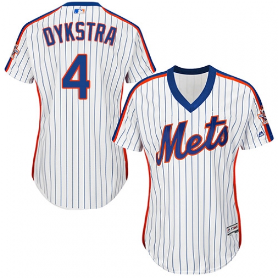 Women's Majestic New York Mets 4 Lenny Dykstra Authentic White Alternate Cool Base MLB Jersey