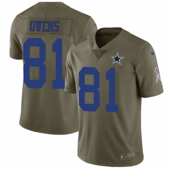 Youth Nike Dallas Cowboys 81 Terrell Owens Limited Olive 2017 Salute to Service NFL Jersey