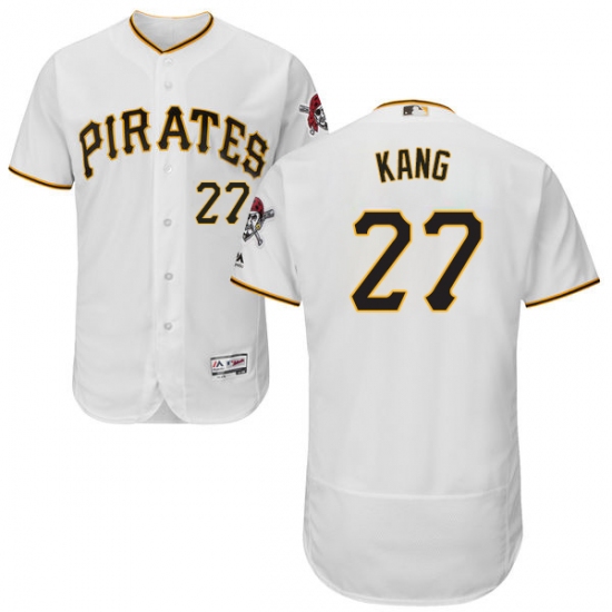 Men's Majestic Pittsburgh Pirates 27 Jung-ho Kang White Home Flex Base Authentic Collection MLB Jersey