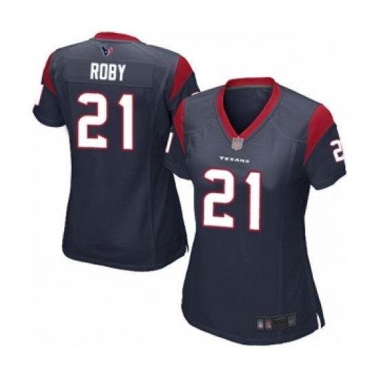 Women's Houston Texans 21 Bradley Roby Game Navy Blue Team Color Football Jersey