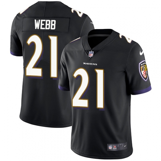 Youth Nike Baltimore Ravens 21 Lardarius Webb Black Alternate Vapor Untouchable Limited Player NFL Jersey