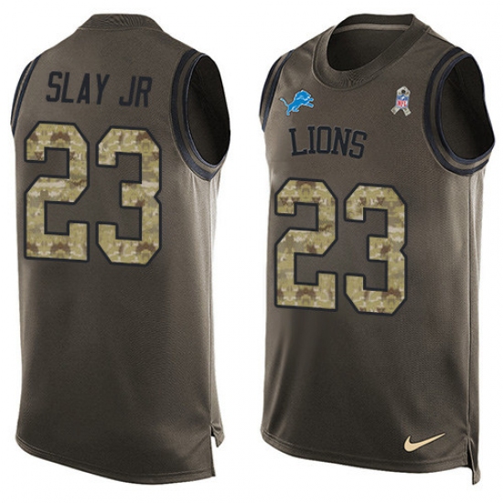 Men's Nike Detroit Lions 23 Darius Slay Limited Green Salute to Service Tank Top NFL Jersey