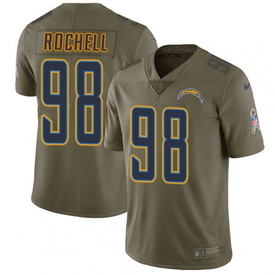 Men's Nike Los Angeles Chargers 98 Isaac Rochell Limited Olive 2017 Salute to Service NFL Jersey