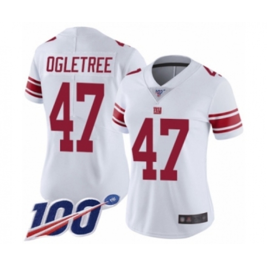 Women's New York Giants 47 Alec Ogletree White Vapor Untouchable Limited Player 100th Season Football Jersey