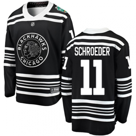 Men's Chicago Blackhawks 11 Jordan Schroeder Black 2019 Winter Classic Fanatics Branded Breakaway NHL Jersey