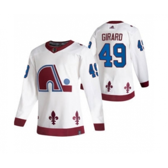 Men's Colorado Avalanche 49 Samuel Girard White 2020-21 Reverse Retro Alternate Hockey Jersey