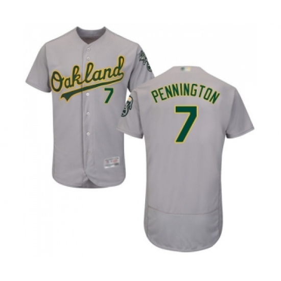 Men's Oakland Athletics 7 Cliff Pennington Grey Road Flex Base Authentic Collection Baseball Jersey