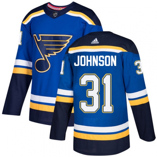 Youth Adidas St. Louis Blues 31 Chad Johnson Authentic Royal Blue Home NHL Jersey