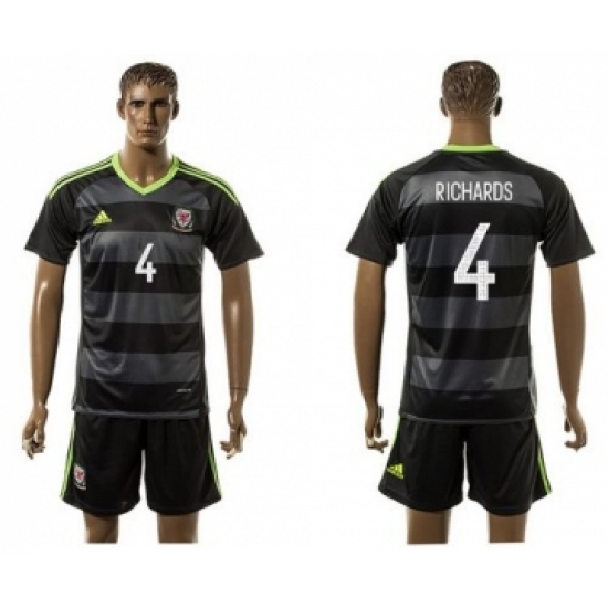 Wales 4 Richards Black Away Soccer Club Jersey