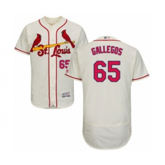 Men's St. Louis Cardinals 65 Giovanny Gallegos Cream Alternate Flex Base Authentic Collection Baseball Player Jersey