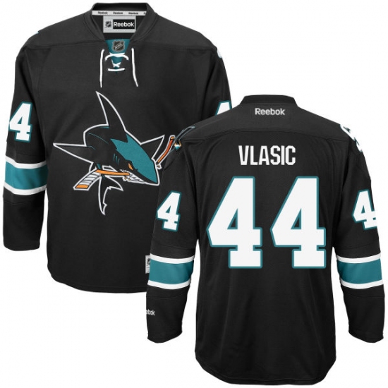 Men's Reebok San Jose Sharks 44 Marc-Edouard Vlasic Premier Black Third NHL Jersey