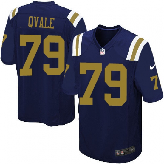 Men's Nike New York Jets 79 Brent Qvale Limited Navy Blue Alternate NFL Jersey