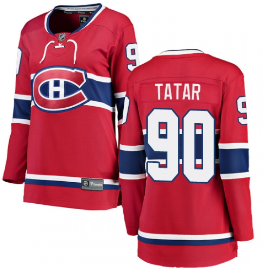 Women's Montreal Canadiens 90 Tomas Tatar Authentic Red Home Fanatics Branded Breakaway NHL Jersey