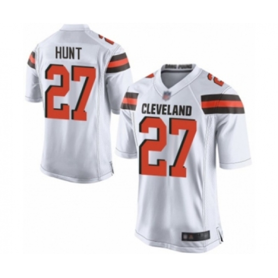 Men's Cleveland Browns 27 Kareem Hunt Game White Football Jersey