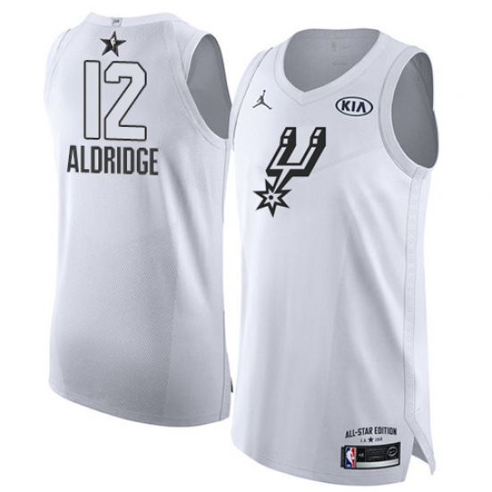 Men's Nike Jordan San Antonio Spurs 12 LaMarcus Aldridge Authentic White 2018 All-Star Game NBA Jersey