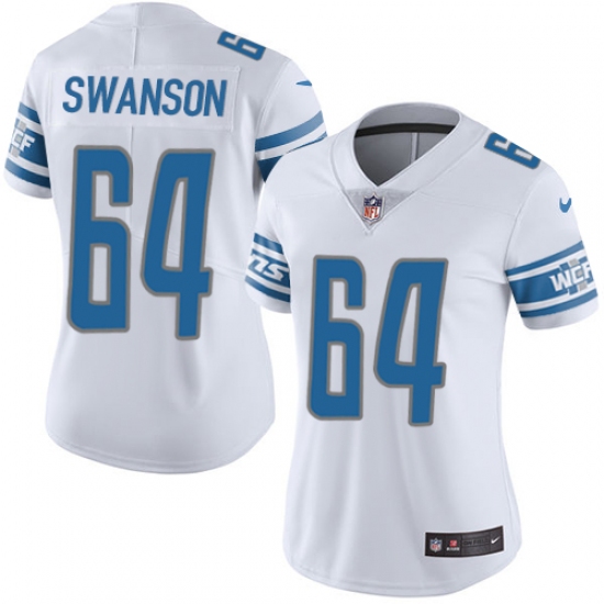 Women's Nike Detroit Lions 64 Travis Swanson Elite White NFL Jersey