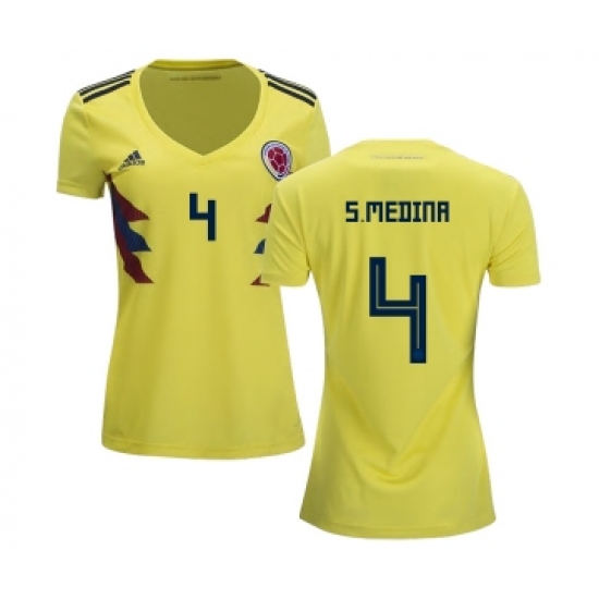 Women's Colombia 4 S.Medina Home Soccer Country Jersey