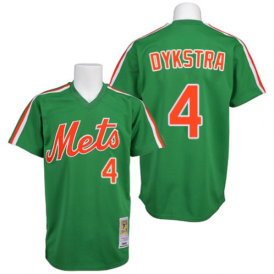 Men's Mitchell and Ness New York Mets 4 Lenny Dykstra Replica Green 1985 Throwback MLB Jersey