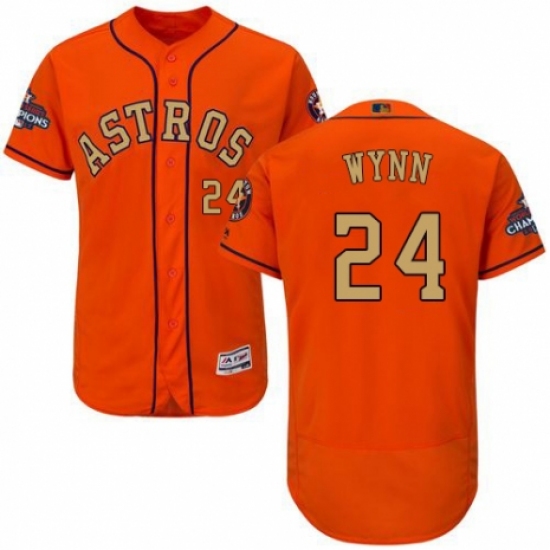 Men's Majestic Houston Astros 24 Jimmy Wynn Orange Alternate 2018 Gold Program Flex Base Authentic Collection MLB Jersey