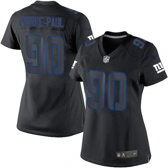 Women's Nike New York Giants 90 Jason Pierre-Paul Limited Black Impact NFL Jersey