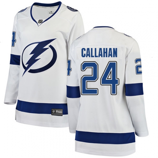 Women's Tampa Bay Lightning 24 Ryan Callahan Fanatics Branded White Away Breakaway NHL Jersey