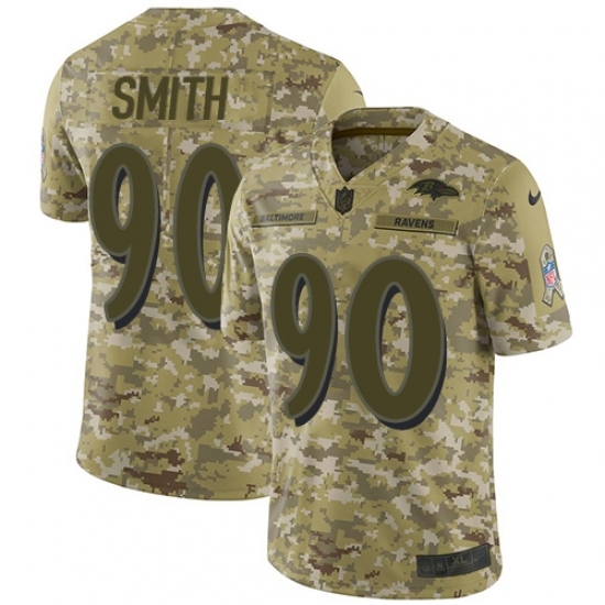 Men's Nike Baltimore Ravens 90 Za Darius Smith Limited Camo 2018 Salute to Service NFL Jersey