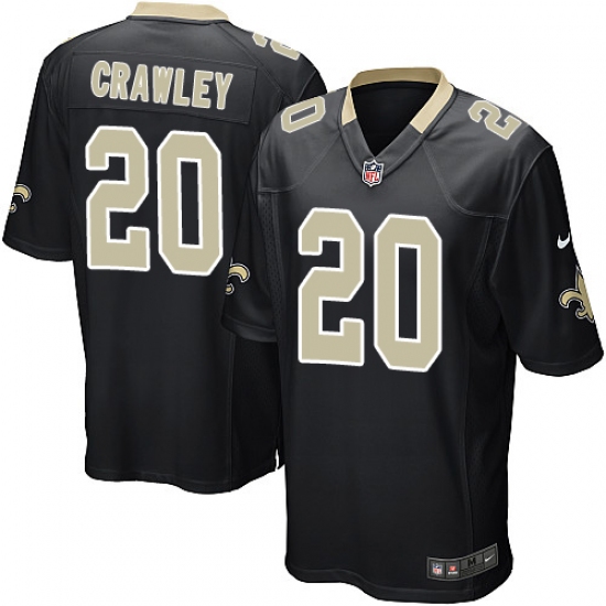 Men's Nike New Orleans Saints 20 Ken Crawley Game Black Team Color NFL Jersey