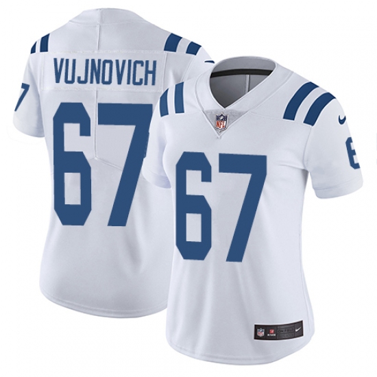 Women's Nike Indianapolis Colts 67 Jeremy Vujnovich White Vapor Untouchable Limited Player NFL Jersey